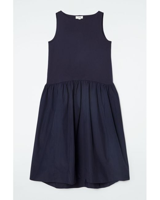 COS Blue Voluminous Sleeveless Midi Dress