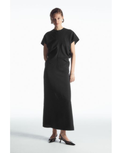 COS Black Spiral Seam Maxi Dress