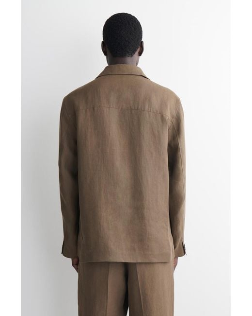 COS Brown Unstructured Linen Blazer for men