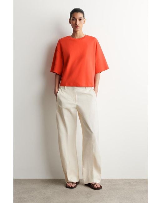 COS Red Oversized Boxy Cotton T-Shirt