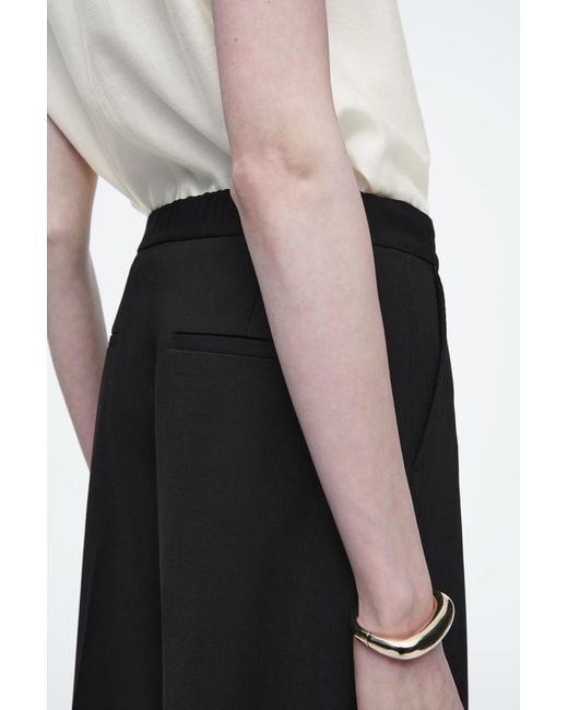 COS Black Wool-Blend Wide-Leg Trousers