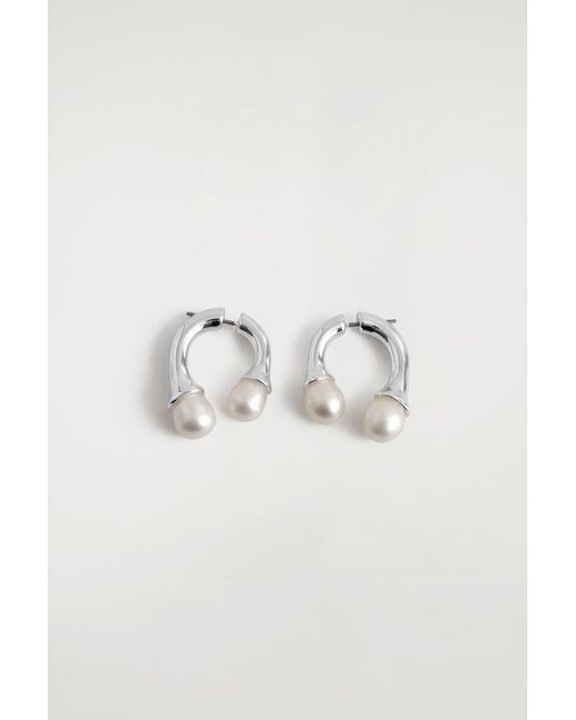 COS Multicolor Arched Freshwater Pearl Earrings