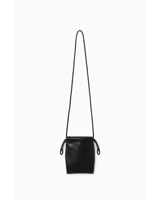 COS White Cavatelli Drawstring Pouch - Leather