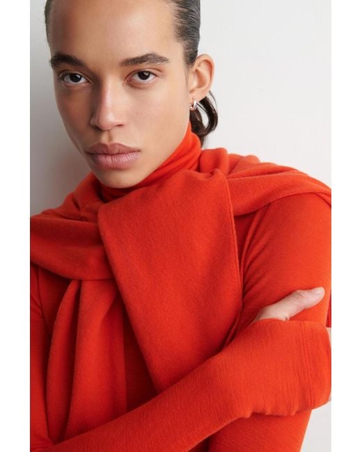 COS Red Wool High-Neck Top