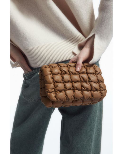 COS Quilted Crossbody Leather in Brown Lyst