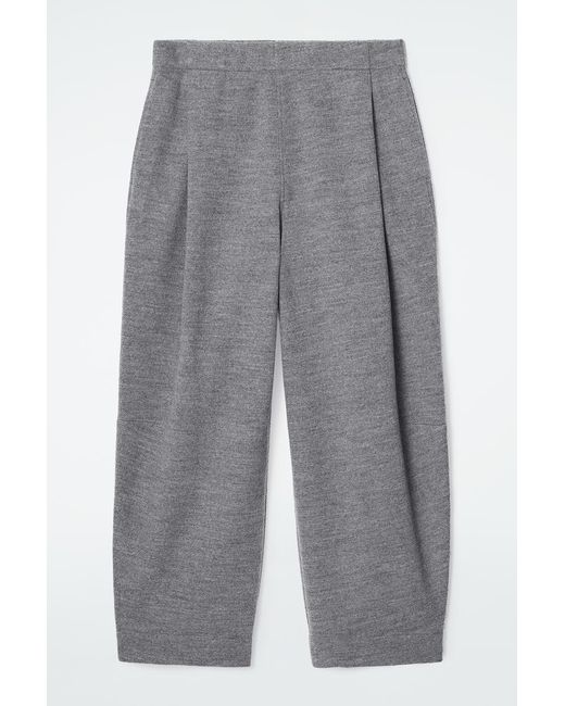 COS Gray Boiled-Wool Barrel-Leg Trousers