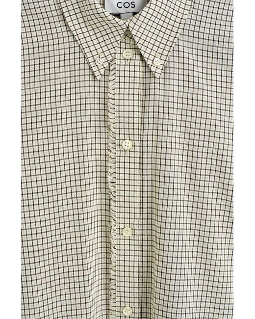COS Natural Fringed Checked Linen-Cotton Shirt