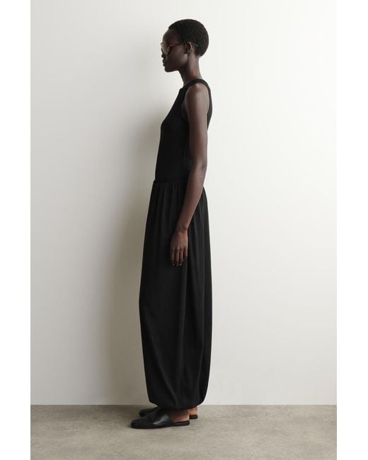 COS Black Gathered Cotton Balloon-Leg Pants
