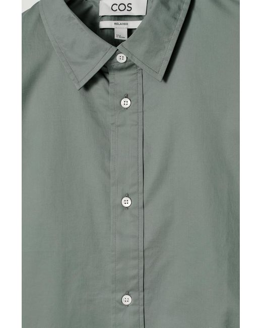 COS Gray Boxy Short-Sleeved Cotton Shirt for men