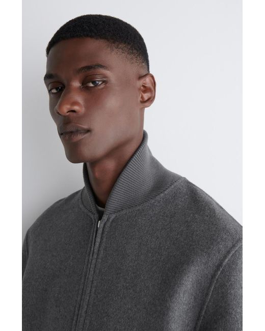 COS Gray Double-Faced Wool Bomber Jacket for men