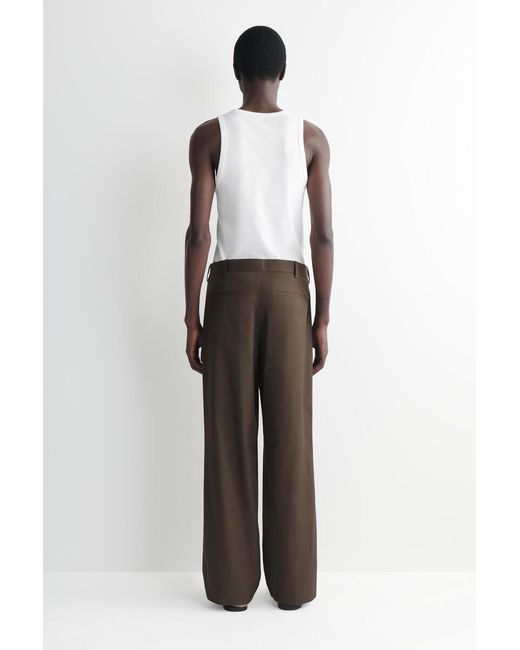 COS Brown Cotton Wide-Leg Pants for men