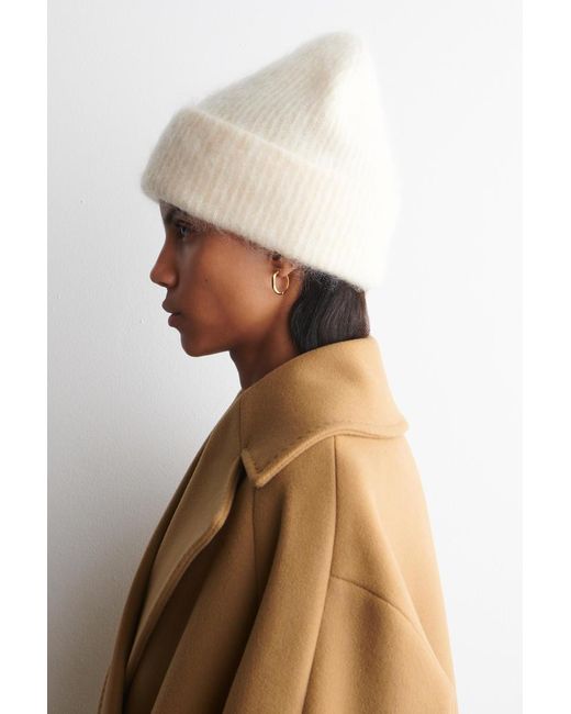 COS Natural Ribbed Mohair Beanie