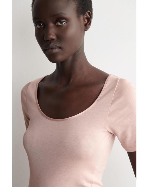 COS Pink Satin-Trimmed Cotton-Jersey T-Shirt