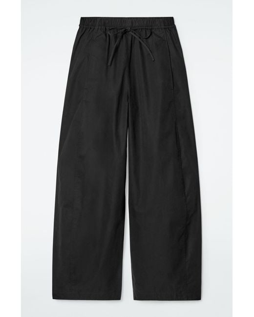 COS Black Elasticated Barrel-leg Trousers