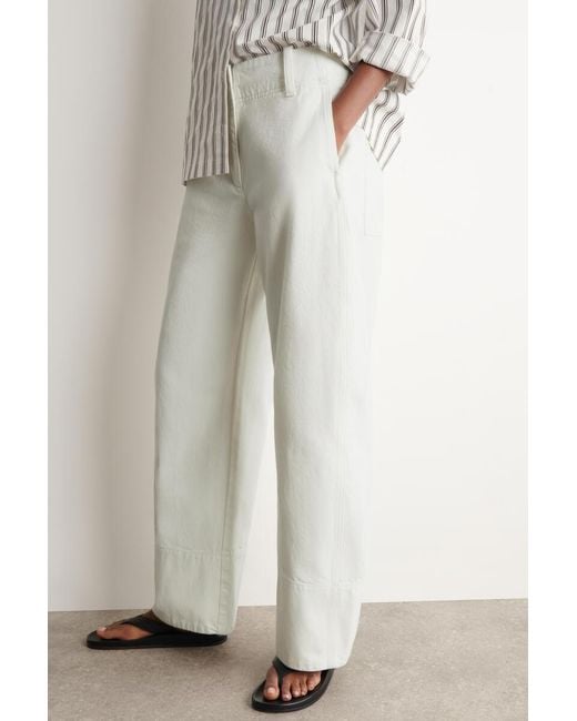 COS White Denim Barrel-Leg Trousers