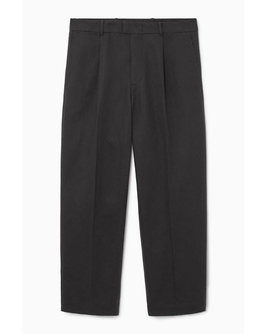COS Gray Pleated Straight-leg Linen-blend Trousers for men
