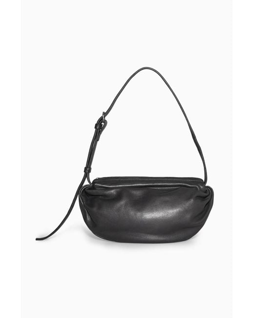 COS Gathered Leather Shoulder Bag in Black Lyst