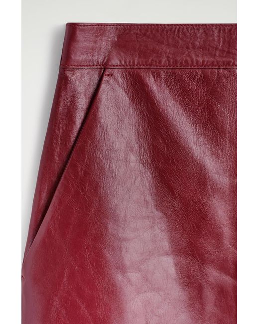 COS Pleated Textured-Leather Midi Skirt