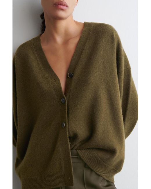 COS Green Cashmere V-Neck Cardigan