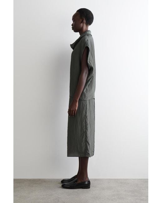 COS Gray Crinkled-Satin Top