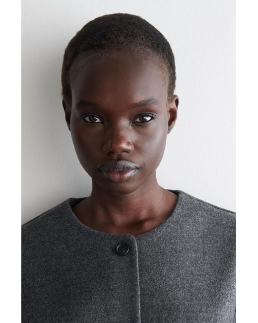 COS Gray Boiled Merino Wool Cardigan