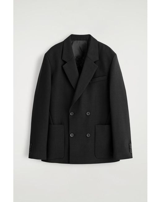 COS Black Unstructured Wool-Blend Blazer for men