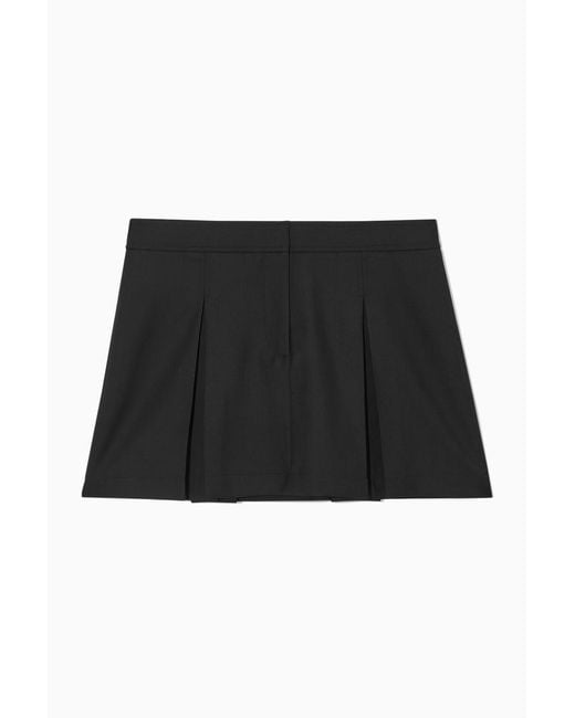 COS Black Low-rise Pleated Wool Mini Skirt
