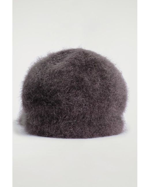 COS Brown Brushed-Cashmere Baseball Cap