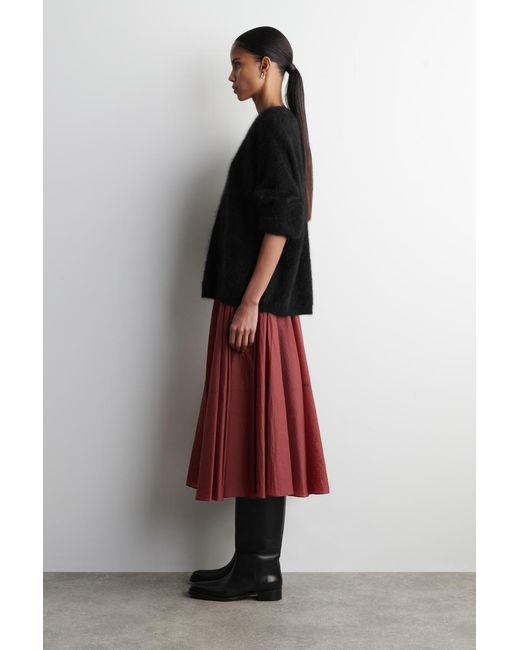 COS Red Circle-Cut Midi Skirt