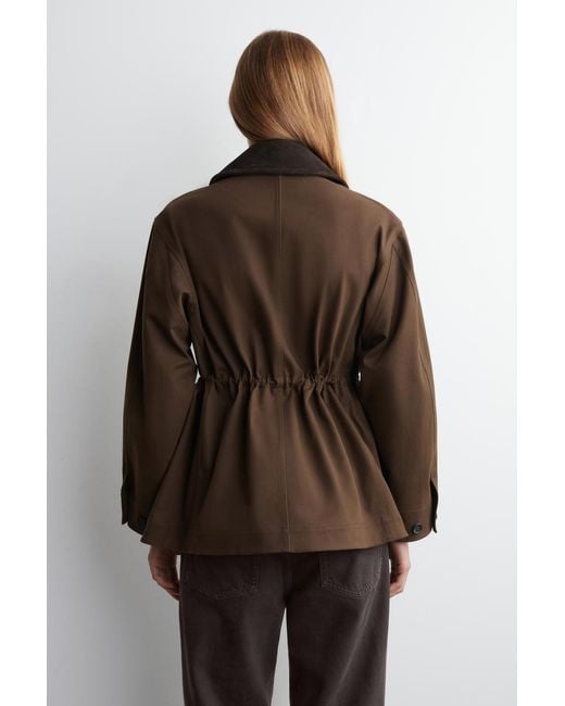 COS Brown Suede-Collar Field Jacket