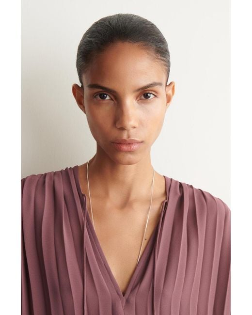 COS Red Tie-Front Pleated Georgette Blouse