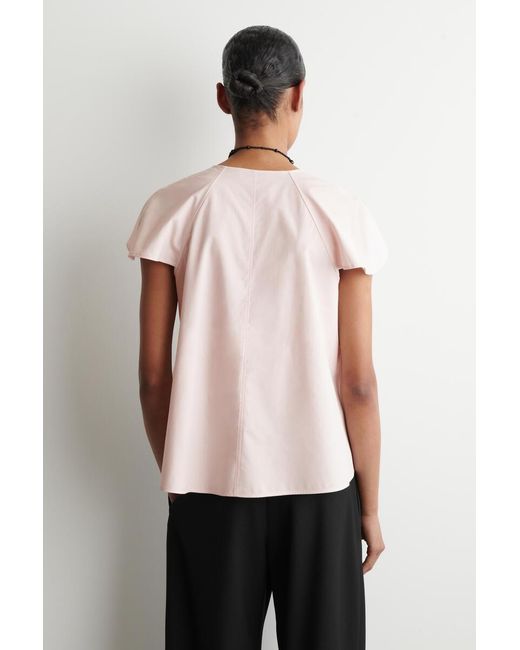 COS Pink Fluted-Sleeve Cotton Blouse