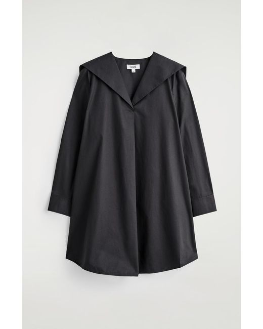 COS Black Sailor-Collar Cotton Mini Dress