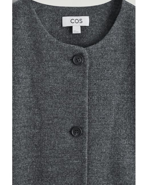 COS Gray Boiled Merino Wool Cardigan