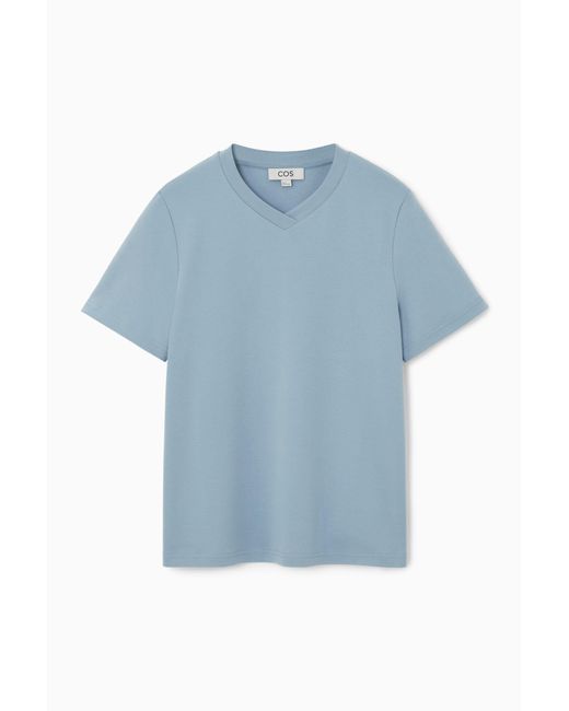 COS Blue Boxy V-neck T-shirt