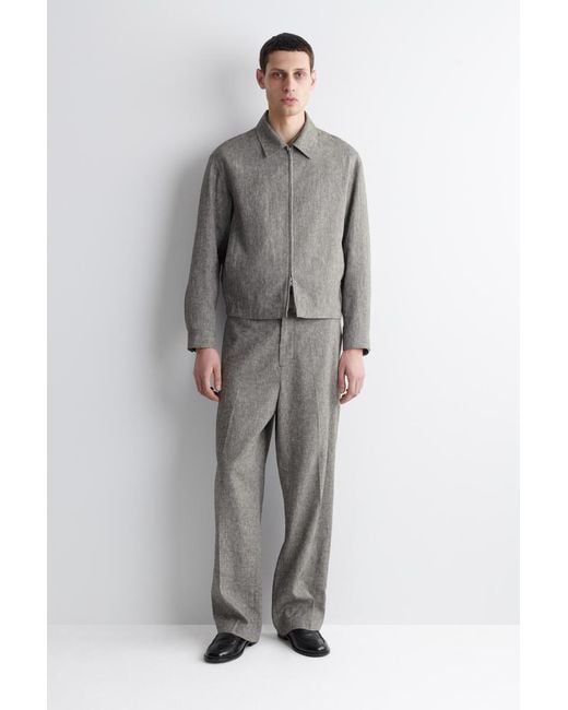 COS Gray Linen Blouson Jacket for men
