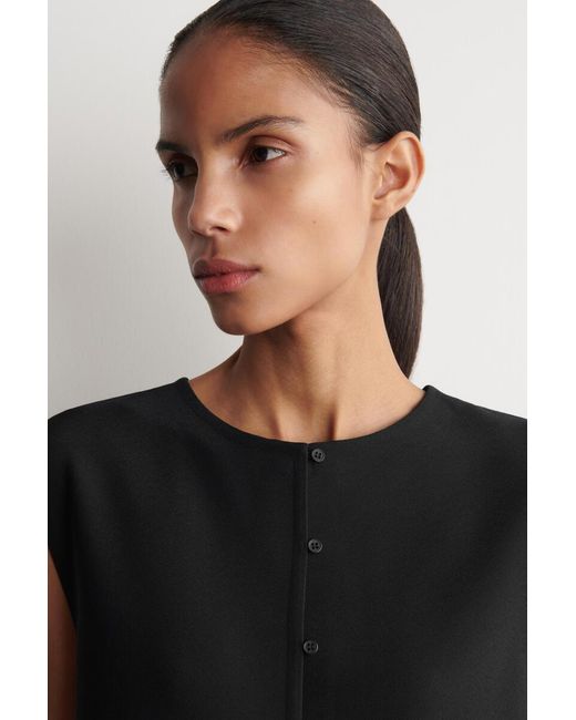 COS Black Buttoned Knitted Top