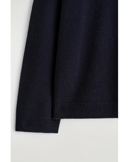 COS Blue Cashmere Mock-Neck Sweater