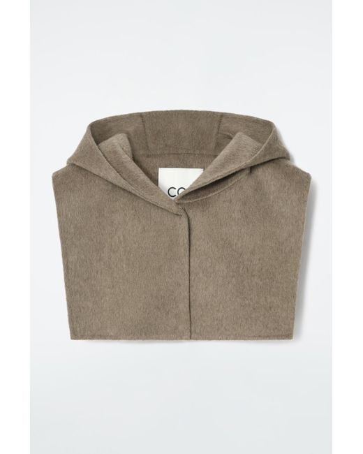 COS Brown Double-Faced Wool Hybrid Hood