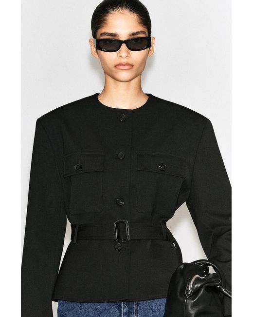 COS Black Belted Peplum Jacket