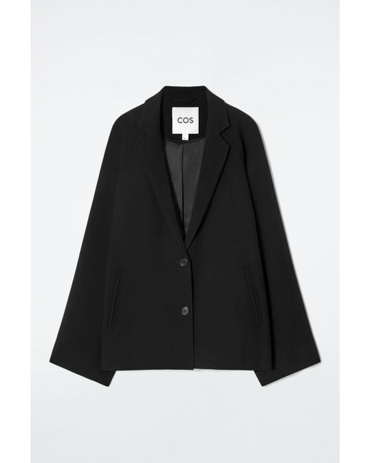 COS Black Oversized Fluid Single-Breasted Blazer