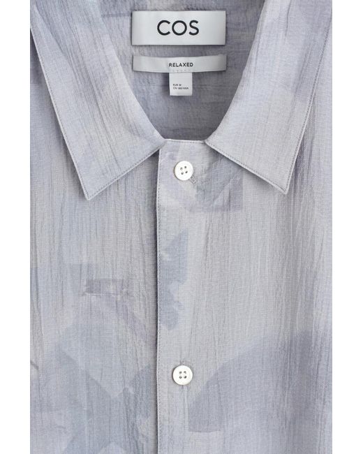COS Gray Textured Drawstring-Hem Shirt for men