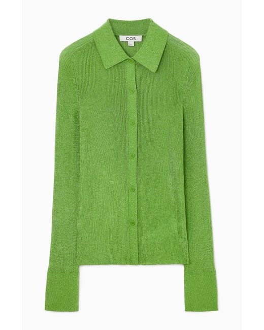 COS Green Sparkly Ribbed-knit Shirt