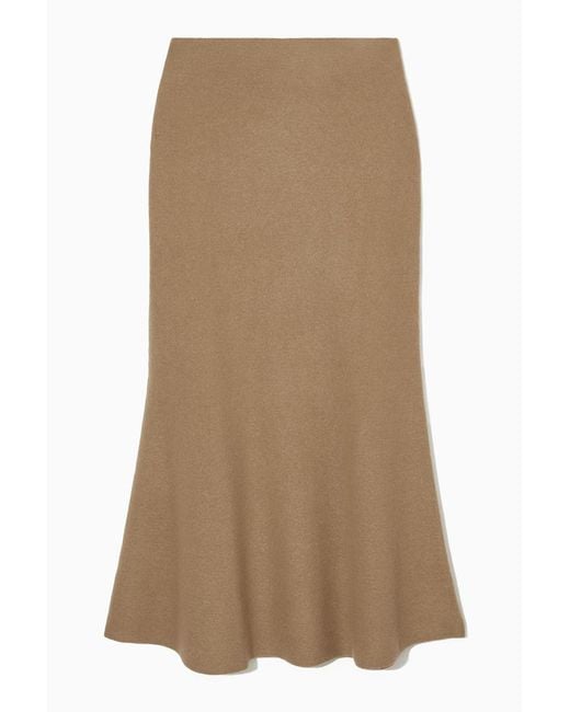 COS Brown Flared Merino Wool Maxi Skirt