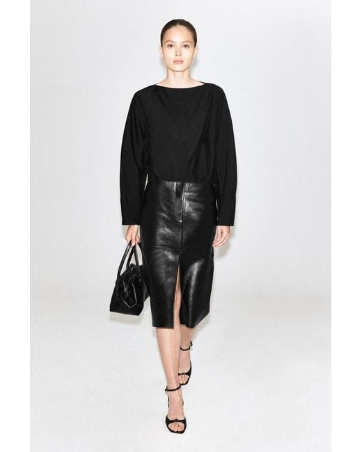 COS Black Sculpted Boat-Neck Blouse