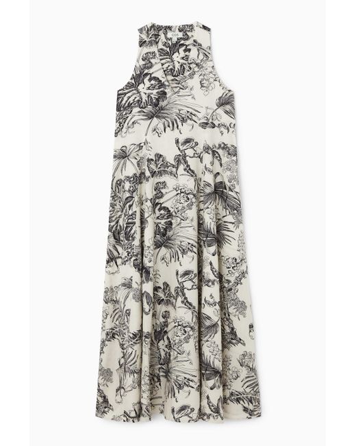 COS White Voluminous V-neck Maxi Dress