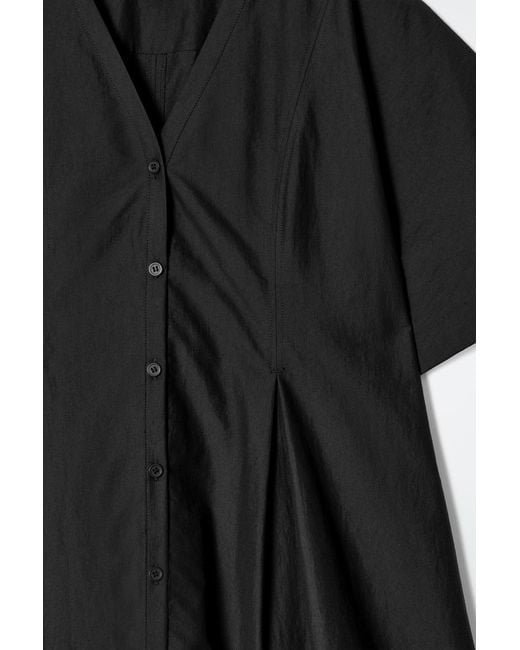 COS Black Pleated A-Line Mini Dress