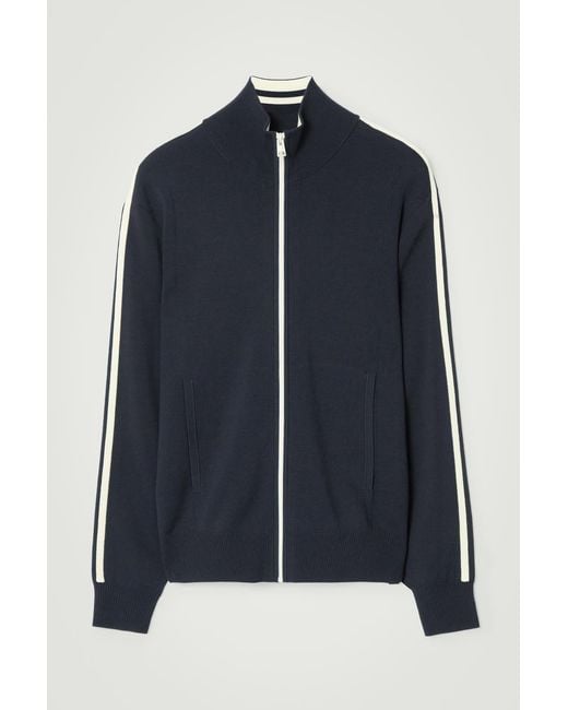 COS Contrast-stripe Knitted Track Jacket in Blue for Men | Lyst