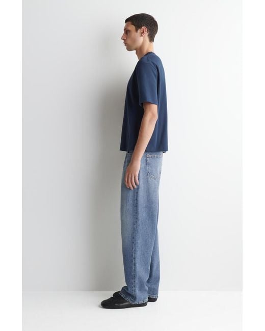 COS Blue Heavyweight Ribbed T-Shirt for men