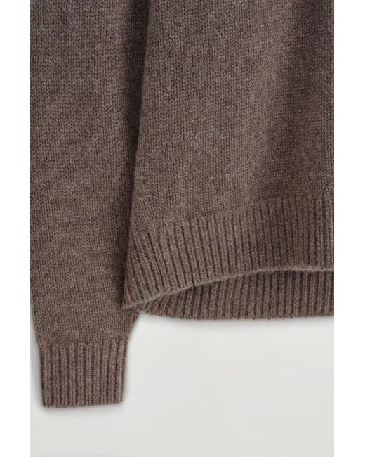 COS Brown Rounded Cashmere Crew-Neck Jumper